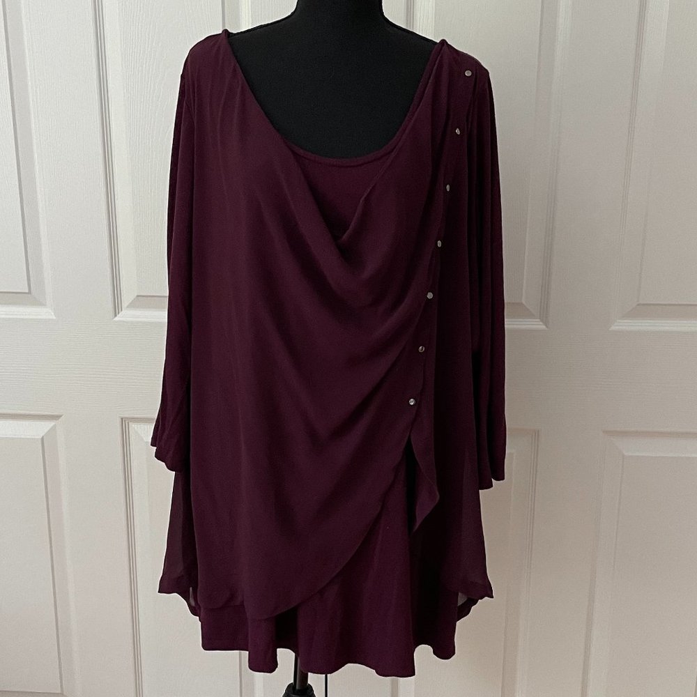 Lane Bryant Burgundy Tunic with sheer overlay - size 22/24